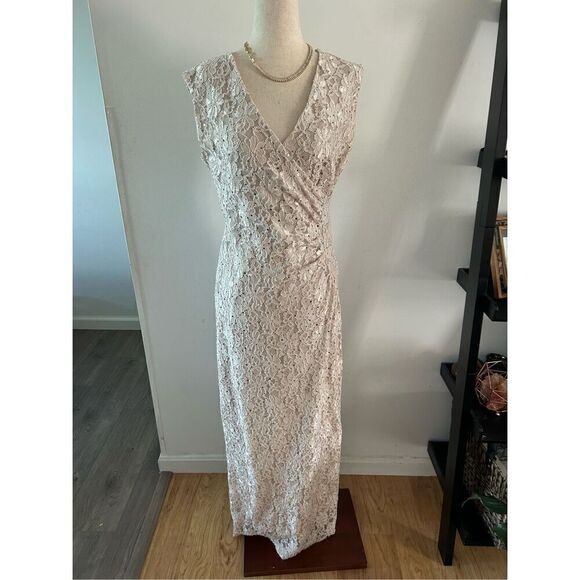 Connected apperal champagne/tan color, sequence gown, size 8P - Picture 1 of 6